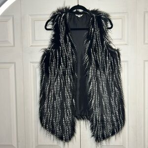 Faux Fur black and white vest. Size small